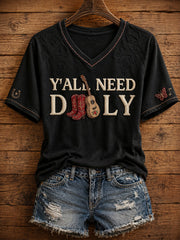 Frauen Rip Country Musik Liebhaber Königin des Landes bedrucktes T-Shirt