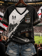 Damen-Lask Linz V-Ausschnitt Schulterfreies Kurzarm-T-Shirt