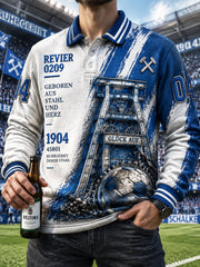 Herren-Poloshirt von Schalke 04 mit Fußball-Print, lässig, langärmelig