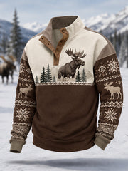 Herren Winter Elch Print Lässiger Pullover