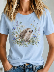 Damen-T-Shirt mit niedlichem Igel-Print