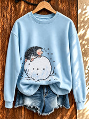 Damen-Sweatshirt mit niedlichem Igel-Print