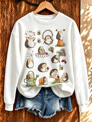 Damen-Sweatshirt mit niedlichem Igel-Print