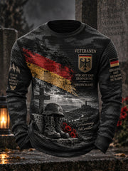 Herren-Graphic-Waffelstrick-Longsleeve mit Veteranen-Gedenkdesign