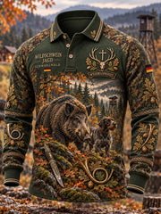 Herren-Waffelpiqué-Langarm-T-Shirt zur deutschen Jagdsaison