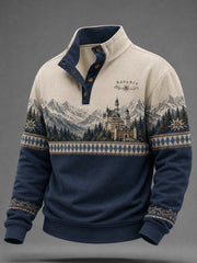 Herren-Henley-Sweatshirt im deutschen bayerischen Stil mit vier Knöpfen