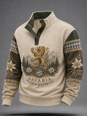 Herren-Henley-Sweatshirt im deutschen bayerischen Stil mit vier Knöpfen