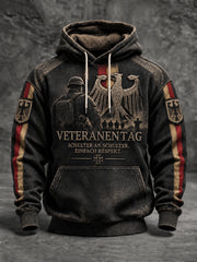 Herren-Volkstrauertag-Kapuzenpullover in Übergröße mit abfallenden Schultern und Taschen
