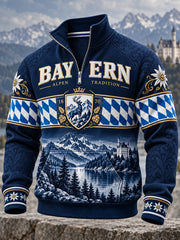 Herren-Sweatshirt aus Bayern mit halbem Reißverschluss und Stehkragen