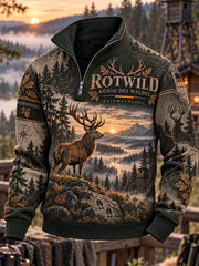 Herren-Herbstjacke für die Jagdsaison mit halbem Reißverschluss und Stehkragen