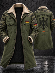Herren-Langmantel mit Fleecefutter und Grafikdruck zum Veteranengedenken