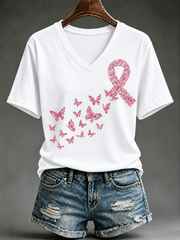Kurzärmeliges T-Shirt für Frauen zum Thema Brustkrebs