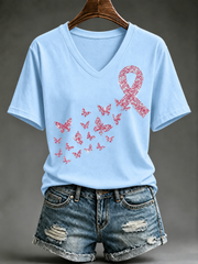 Kurzärmeliges T-Shirt für Frauen zum Thema Brustkrebs