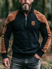 Herren-Vintage-Farbkombi-Sweatshirt mit Reißverschluss