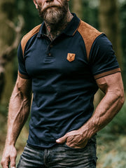 Herren-Vintage-Farbkombi-Kurzarmhemd