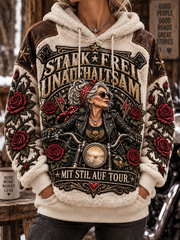 Frauen-Kapuzenpullover aus Flanell mit humorvollem Spruch