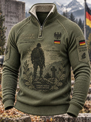 Herren-Sweatshirt mit Raglanärmeln, langen Ärmeln und Grafikdruck zum Gedenken an Veteranen, mit Mock-Neck-Ausschnitt