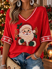 Frauen Weihnachts mann Print Casual T-Shirt