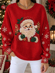 Damen Weihnachts mann Print Casual Sweatshirt