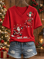 Damen Spaß Weihnachts mann Print Casual T-Shirt