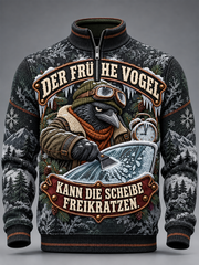 Herren-Waffelpiqué-Langarm-T-Shirt mit humorvollem Aufdruck