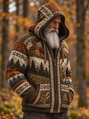 Herbstlicher Kunst-Kapuzen-Cardigan für Herren