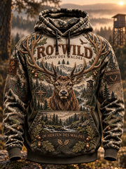 Übergroßes Herren-Kapuzenpullover mit abgesenkten Schultern und Taschen – Deutsche Jagdsaison