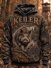 Übergroßes Herren-Kapuzenpullover mit abgesenkten Schultern und Taschen – Deutsche Jagdsaison