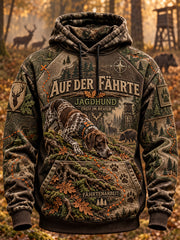 Übergroßes Herren-Kapuzenpullover mit abgesenkten Schultern und Taschen – Deutsche Jagdsaison