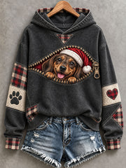 Frauen Weihnachten Dackel Muster Hoodie