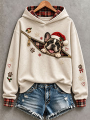 Frauen Weihnachten Französische Bulldogge Muster Hoodie