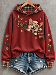 Frauen Weihnachten Corgi Muster Hoodie