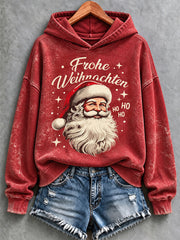 Damen-Sweatshirt im Retro-Stil mit Weihnachts-Santa-Print