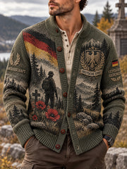 Grafischer Strickcardigan für Herren zum Gedenken an Veteranen