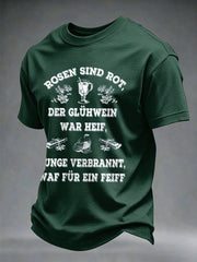 Herren-T-Shirt mit Glühwein-Print und kurzen Ärmeln