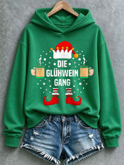 Weihnachts-Kapuzenpullover für Damen mit Muster, lässig