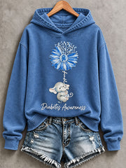 Damen-Hoodie mit Aufdruck zum Thema Diabetes, lässig geschnitten