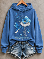 Damen-Hoodie mit Aufdruck zum Thema Diabetes, lässig geschnitten