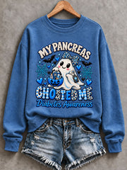 Damen-Sweatshirt mit Aufdruck zum Thema Diabetes – lässig und modisch