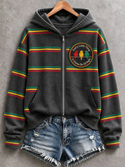 Damen-Kapuzen-Cardigan „Every Little Thing Is Gonna Be All Right“