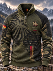 Herren-Kapuzenpullover mit Fleece-Innenfutter und hohem Kragen, bedruckt mit einem Motiv zum Gedenken an Veteranen