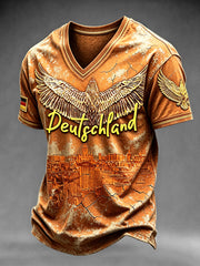 Herren T-Shirt mit V-Ausschnitt, Vintage Print