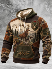 Herren-Kapuzen pullover mit Reiß verschluss für Herren mit deutschem Jagd-Saison druck