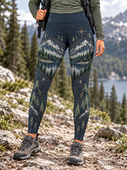 Damen-Wildnis-Trail-Print-Leggings für Wanderfreunde