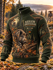 Herren-Waffelpiqué-Langarm-Sweatshirt zur deutschen Jagdsaison