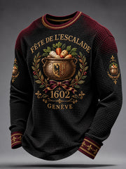 Herren-Sweatshirt aus Waffelpiqué mit Aufdruck, Schweiz