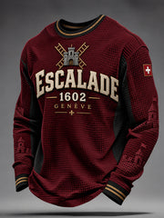 Herren-Sweatshirt aus Waffelpiqué mit Aufdruck, Schweiz