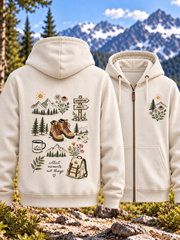 Bedruckte Kapuzenjacke mit Reißverschluss für Wanderfreundinnen