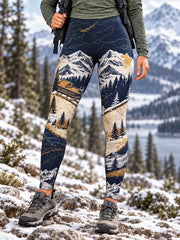 Damen-Leggings mit Schneeberg-Trail-Print für Wanderbegeisterte