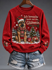 Weihnachtlicher, witziger Damen-Sweatshirt mit Tiermotiv